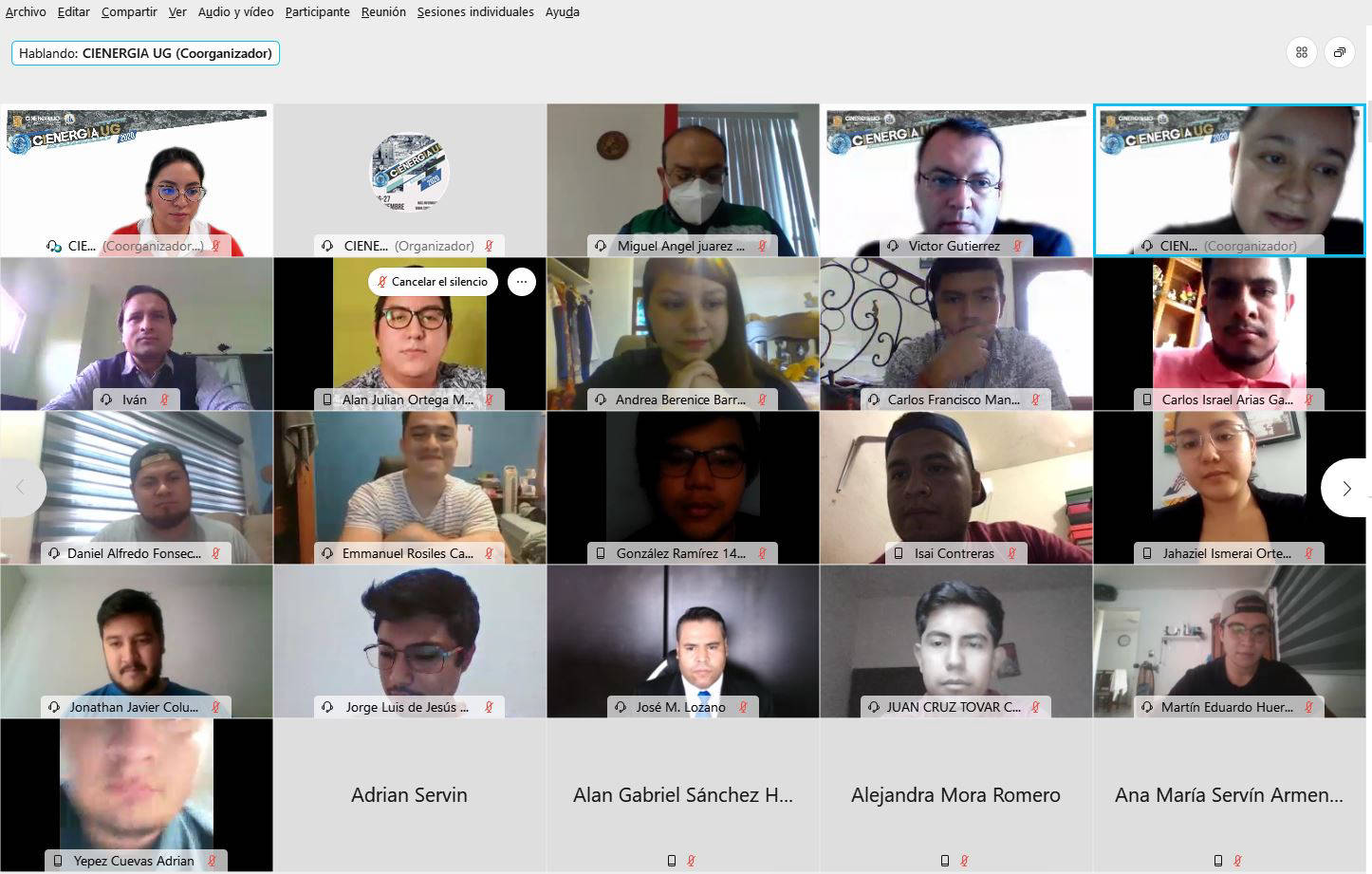 Participantes de la edición digital CIENERGIA UG 2020