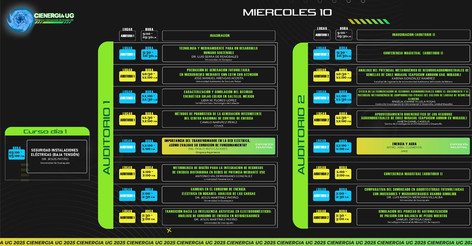 Programa del miércoles